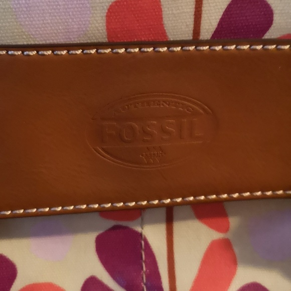 Fantastic Fossil Messenger Bag / Briefcase Orange & Purple Flowers Multi Pockets - Picture 3 of 13